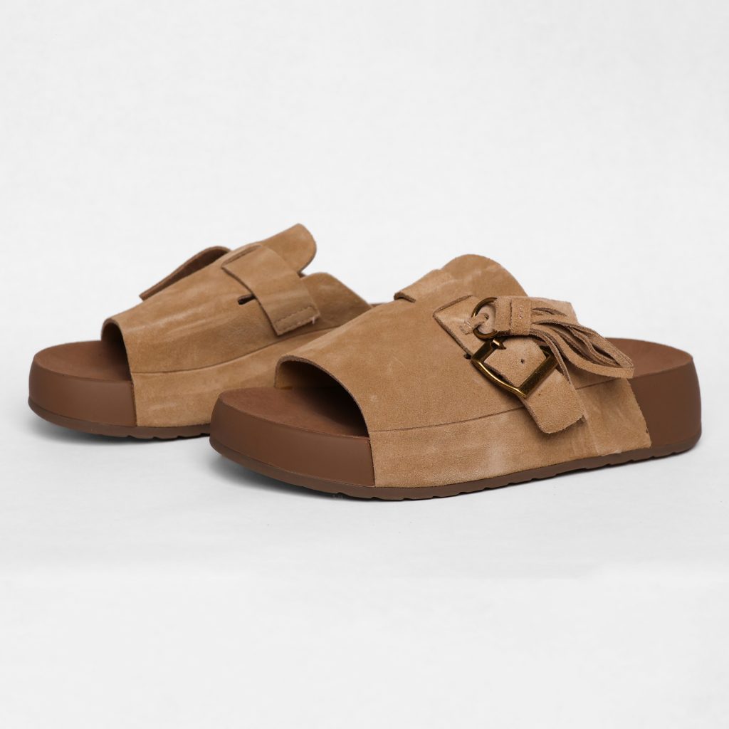 Women’s Comfort Cork Style Summer Slip-On Sandals Suede Tassel Platform Slide Custom Fashion Trend Soft Footwear